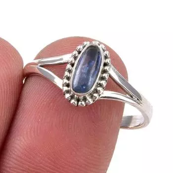 Ювелирное кольцо ручной работы из стерлингового серебра 925 пробы с натуральным кианитом, размер 9,5 A6J10