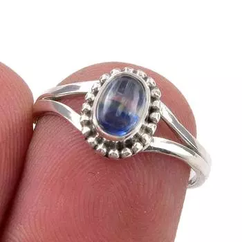 Ювелирное кольцо ручной работы из стерлингового серебра 925 пробы с натуральным кианитом, размер 6 I3W10