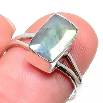 Ювелирное кольцо ручной работы из стерлингового серебра 925 пробы с натуральным лабрадоритом S.8 E5R39