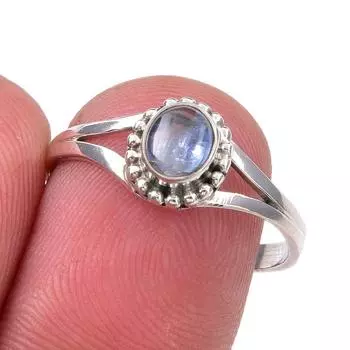 Ювелирное кольцо ручной работы из стерлингового серебра 925 пробы с натуральным кианитом, размер 8 Y1b35