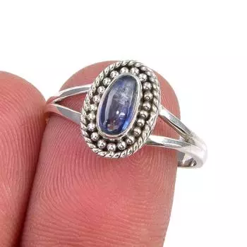 Ювелирное кольцо ручной работы из стерлингового серебра 925 пробы с натуральным кианитом, размер 8 W2A33