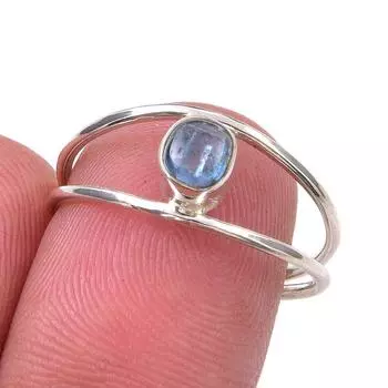 Ювелирное кольцо ручной работы из стерлингового серебра 925 пробы с натуральным кианитом, размер 7,5 q1P95