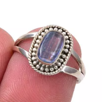 Ювелирное кольцо ручной работы из стерлингового серебра 925 пробы с натуральным кианитом, размер 6 b0V83