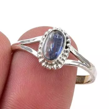 Ювелирное кольцо ручной работы из стерлингового серебра 925 пробы с натуральным кианитом, размер 10 H9G72