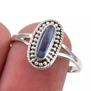 Ювелирное кольцо ручной работы из стерлингового серебра 925 пробы с натуральным кианитом, размер 8 S2v34