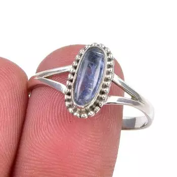 Ювелирное кольцо ручной работы из стерлингового серебра 925 пробы с натуральным кианитом, размер 10 b8i06