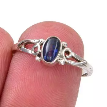 Ювелирное кольцо ручной работы из стерлингового серебра 925 пробы с натуральным кианитом, размер 7 B6F60