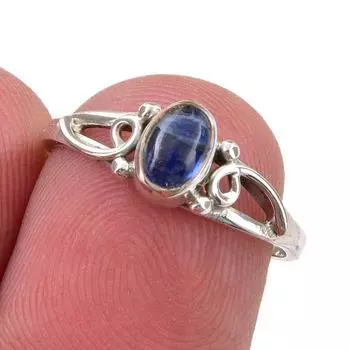 Ювелирное кольцо ручной работы из стерлингового серебра 925 пробы с натуральным кианитом, размер 6 Z0N41