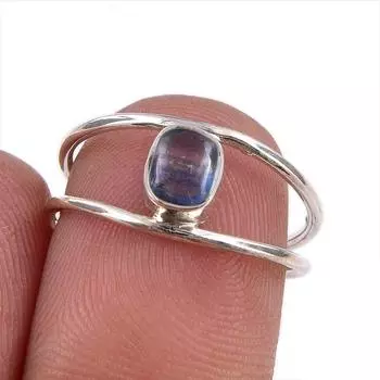 Ювелирное кольцо ручной работы из стерлингового серебра 925 пробы с натуральным кианитом, размер 6 w1N75