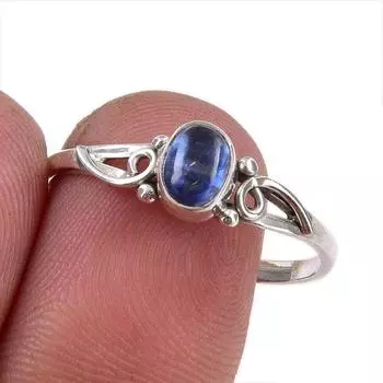 Ювелирное кольцо ручной работы из стерлингового серебра 925 пробы с натуральным кианитом, размер 10 S9K91