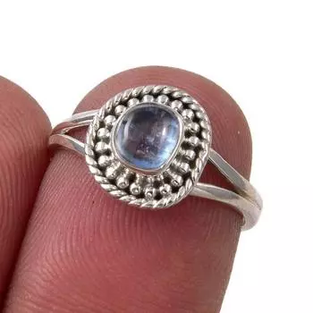 Ювелирное кольцо ручной работы из стерлингового серебра 925 пробы с натуральным кианитом, размер 6 U5S94