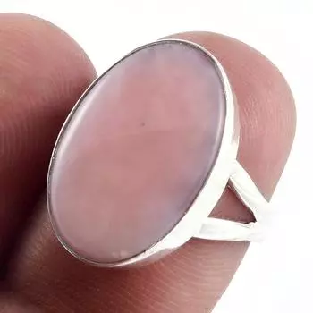 Ювелирное кольцо ручной работы из стерлингового серебра 925 пробы с натуральным розовым опалом, размер 6 j8B78