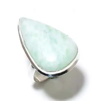 Ювелирное кольцо ручной работы из стерлингового серебра 925 пробы с натуральным драгоценным камнем Aquateen, размер 8 N1C62