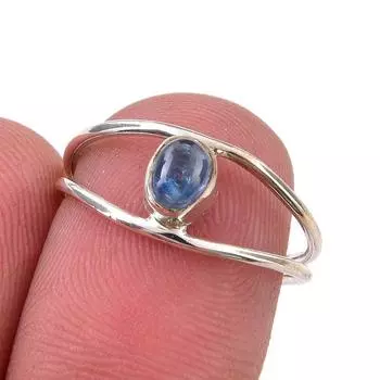 Ювелирное кольцо ручной работы из стерлингового серебра 925 пробы с натуральным кианитом, размер 6,5 I6z38