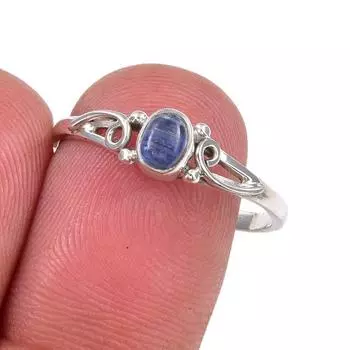 Ювелирное кольцо ручной работы из стерлингового серебра 925 пробы с натуральным кианитом, размер 9 s7V10