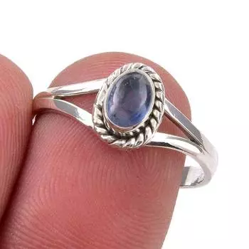 Ювелирное кольцо ручной работы из стерлингового серебра 925 пробы с натуральным кианитом, размер 8 Z2v48