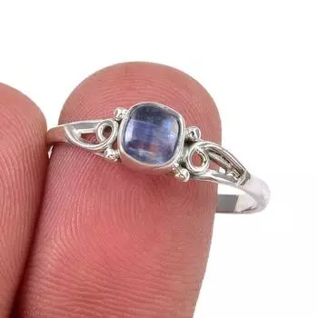 Ювелирное кольцо ручной работы из стерлингового серебра 925 пробы с натуральным кианитом, размер 10 V6K30