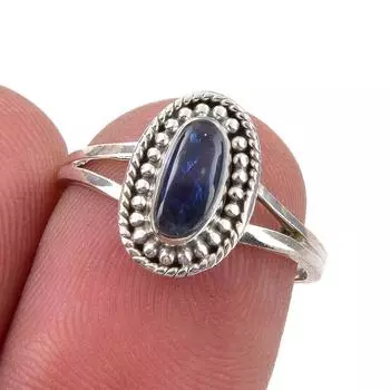 Ювелирное кольцо ручной работы из стерлингового серебра 925 пробы с натуральным кианитом, размер 6 K1o58