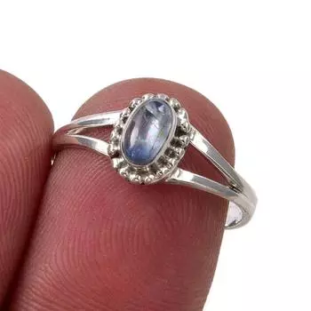 Ювелирное кольцо ручной работы из стерлингового серебра 925 пробы с натуральным кианитом, размер 7 O3h17
