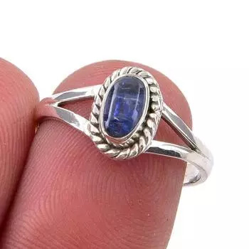 Ювелирное кольцо ручной работы из стерлингового серебра 925 пробы с натуральным кианитом, размер 7 y4t30