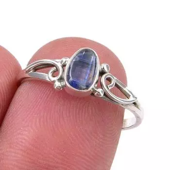 Ювелирное кольцо ручной работы из стерлингового серебра 925 пробы с натуральным кианитом, размер 8 j2m03