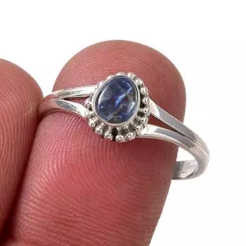 Ювелирное кольцо ручной работы из стерлингового серебра 925 пробы с натуральным кианитом, размер 9 n0s18