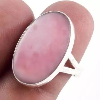 Ювелирное кольцо ручной работы из стерлингового серебра 925 пробы с натуральным розовым опалом, размер 8 U0I33