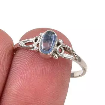 Ювелирное кольцо ручной работы из стерлингового серебра 925 пробы с натуральным кианитом, размер 9 c9G11