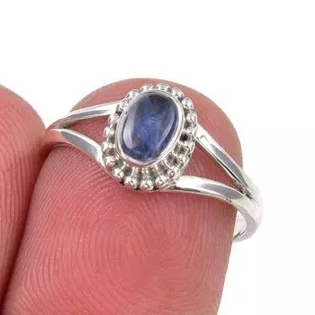 Ювелирное кольцо ручной работы из стерлингового серебра 925 пробы с натуральным кианитом, размер 6 T6b88