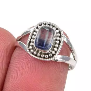 Ювелирное кольцо ручной работы из стерлингового серебра 925 пробы с натуральным кианитом, размер 6 i1N29