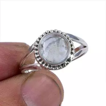 Ювелирное кольцо ручной работы из стерлингового серебра 925 пробы с натуральным аквамарином S.7.5 P3Y53