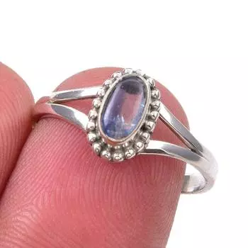 Ювелирное кольцо ручной работы из стерлингового серебра 925 пробы с натуральным кианитом, размер 8 S9n54
