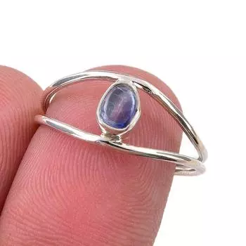 Ювелирное кольцо ручной работы из стерлингового серебра 925 пробы с натуральным кианитом, размер 7,5 U0g63