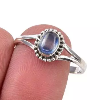 Ювелирное кольцо ручной работы из стерлингового серебра 925 пробы с натуральным кианитом, размер 10 D0c60