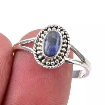 Ювелирное кольцо ручной работы из стерлингового серебра 925 пробы с натуральным кианитом, размер 10 r1i73