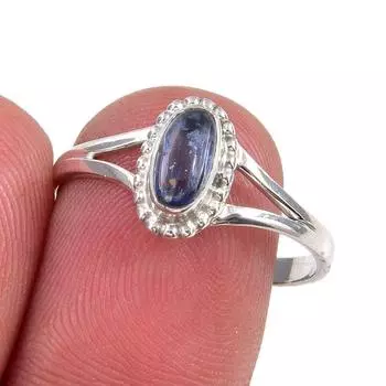 Ювелирное кольцо ручной работы из стерлингового серебра 925 пробы с натуральным кианитом, размер 9 Q3g12