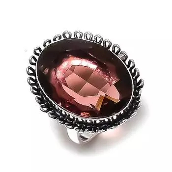 Ювелирное кольцо ручной работы из стерлингового серебра 925 пробы с натуральным аметистом, размер 8 T9L48