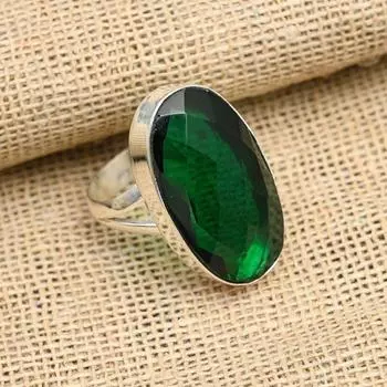 Ювелирное кольцо ручной работы из стерлингового серебра 925 пробы с красивым хром-диопсидом для нее 4 зелёный