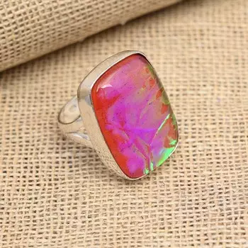 Ювелирное кольцо ручной работы из стерлингового серебра 925 пробы с красным австралийским тройным опалом на День Благодарения 4 красный