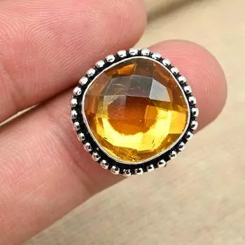 Ювелирное кольцо ручной работы из стерлингового серебра 925 пробы с медовым топазом и рождественским подарком 4 жёлтый
