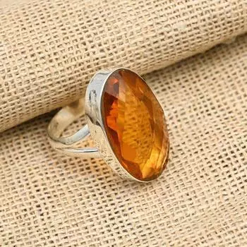 Ювелирное кольцо ручной работы из стерлингового серебра 925 пробы с морганитом для нее 4 оранжевый