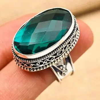 Ювелирное кольцо ручной работы из твердого серебра 925 пробы с индиколитом на День Благодарения 4 зелёный