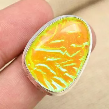 Ювелирное кольцо ручной работы из желтого австралийского тройного опала с драгоценным камнем из стерлингового серебра 925 пробы для нее 4 жёлтый