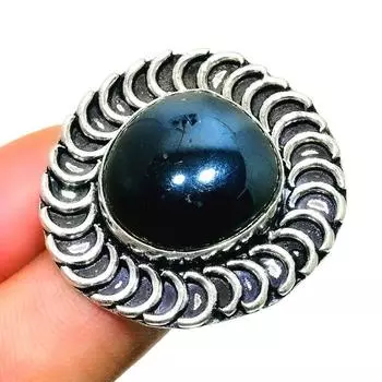 Ювелирное кольцо ручной работы с черным обсидианом 925 пробы, посеребренное, размер 8,5