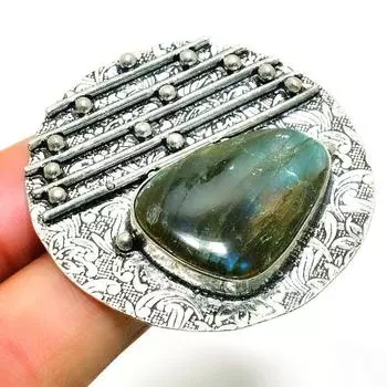Ювелирное кольцо ручной работы с драгоценным камнем Лабрадорит 925 пробы, посеребренное, размер 5,5