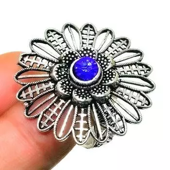 Ювелирное кольцо ручной работы с драгоценным камнем Londonblue Топаз 925 пробы, посеребренное, размер 5,5