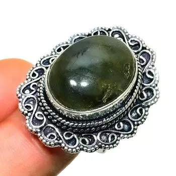 Ювелирное кольцо ручной работы с драгоценным камнем Лабрадорит 925 пробы, посеребренное, размер 7,5
