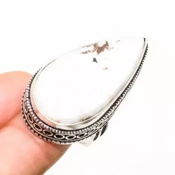 Ювелирное кольцо ручной работы с драгоценным камнем «Дикая лошадь», посеребренное 925 пробы, размер 6,5