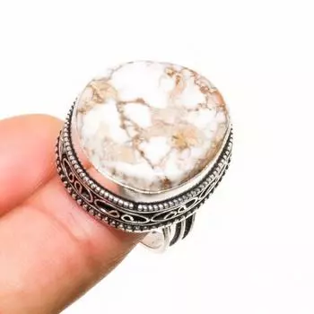 Ювелирное кольцо ручной работы с драгоценным камнем «Дикая лошадь», посеребренное 925 пробы, размер 6,5