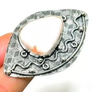 Ювелирное кольцо ручной работы с драгоценным камнем сколецит 925 пробы, посеребренное, размер 7,5